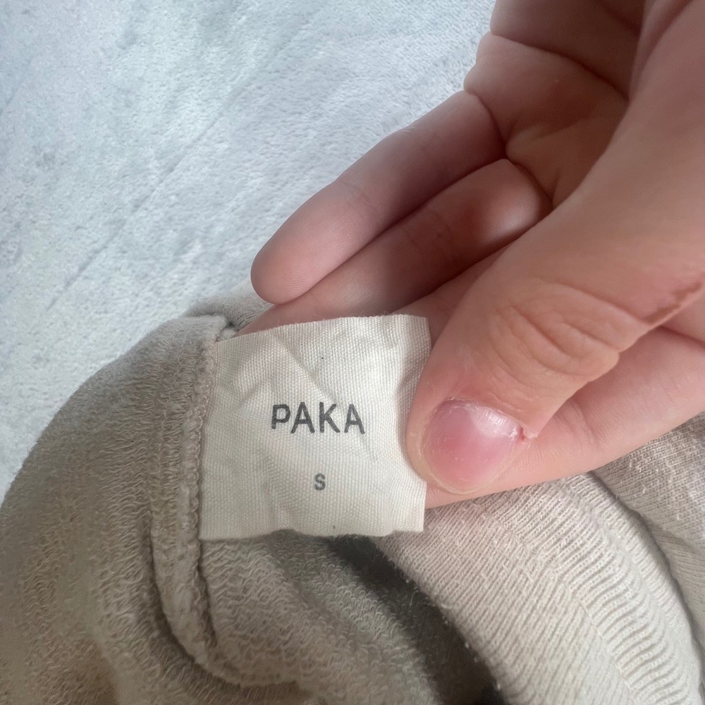 PAKA Shorts Women S Cream Alpaca Pima Cotton Blend Lounge Drawstring Dolphin Hem - Picture 3 of 9